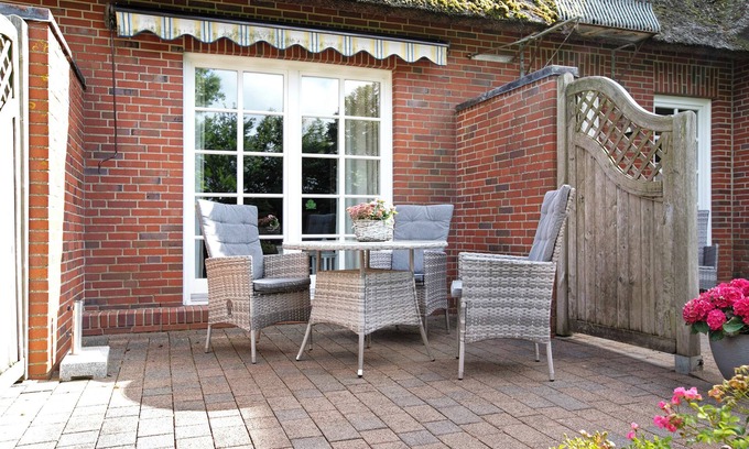 Nordstrand Appartement | Appartement 'Ferienhof Jacobsen 5' avec terrasse privée, jardin partagé et Wi-Fi