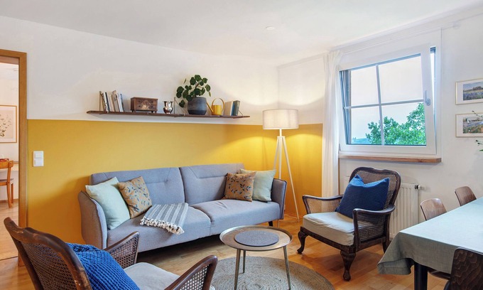 Weilheim Appartement | Appartement 'Ferienwohnung Fellagrün' avec vue sur les montagnes, jardin partagé et Wi-Fi