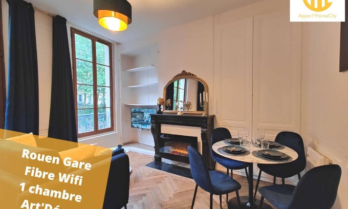 Quartier Vieux Marche-Cathedrale Appartement | ★ Appart'HomeCity | Rouen Marne 1850 ★ 1 Chambre ★ Fibre Wifi ★ Art'Deco