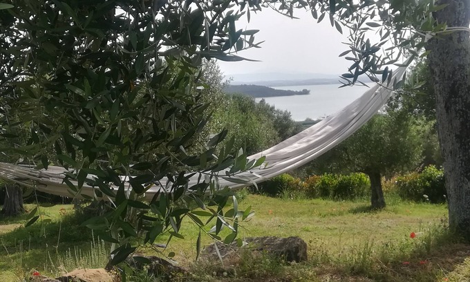 Passignano sul Trasimeno Appartement | Appartamento con due Camere da Letto e Grande Veranda sul Giardino