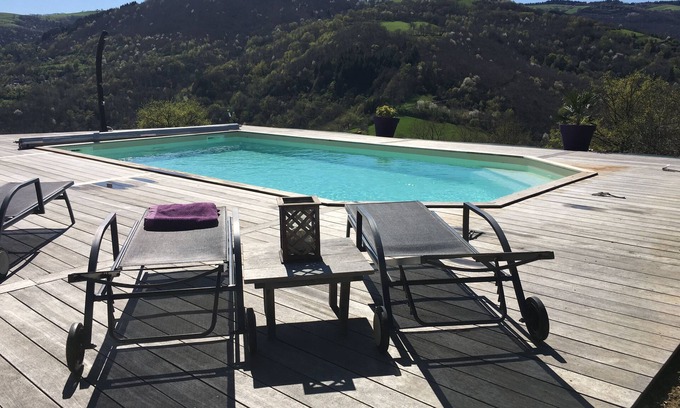 Saint-Hippolyte Maison | Maison d’architecte avec piscine, vue panoramique, exposition sud