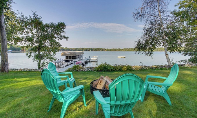 Backus Cabine | Backus Lakefront Cabin w/Fire Pit, Dock Access!
