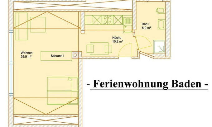 Bundenthal Appartement | Baden, 1 Schlafraum - Fröhlich-daheim
