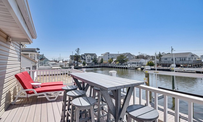 Forked River Maison | Bayfront Home w/ Boat Dock & Deck in Forked River