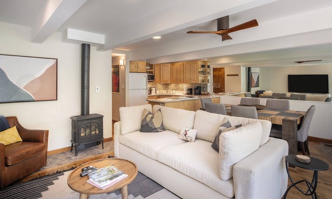 Aspen Copropriété | Beautiful mountain view condo steps to gondola/grocery store/shops/restaurants