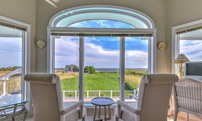 Westhampton Maison | Bright, Spacious Hamptons Waterview Retreat -Pool, Hot Tub, Grill + Sunset Views