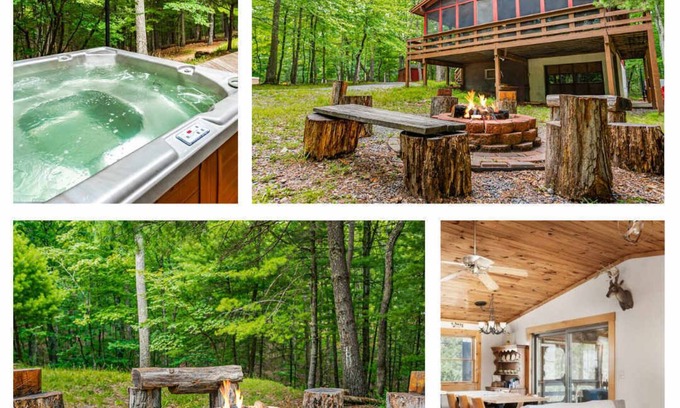 Great Cacapon Cabine | Cabin w New Hot Tub, River/Kayak, WiFi, & Fire Pit