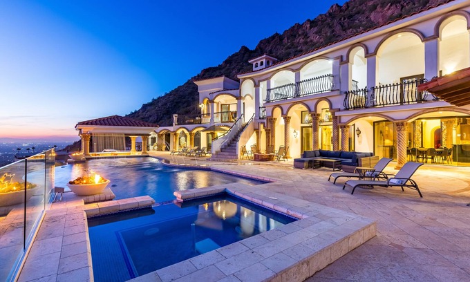 Camelback East Maison | Mountaintop Mansion w/ luxury infinity pool, city views, movie theater & more!