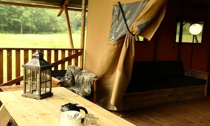 Louvemont Maison | Camping le Buisson **** - Tente Luxe Lodge Safari Premium 3 pièces 4/5 personnes
