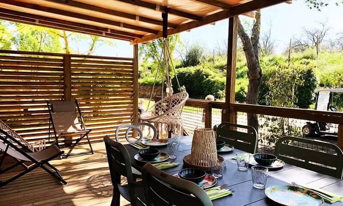 Mirepeisset Maison | Campsite Le Val de Cesse * - Mobile home PREMIUM 32m2 - 3 bedrooms - TV - dishwasher - air conditioning - covered terrace - 6 people