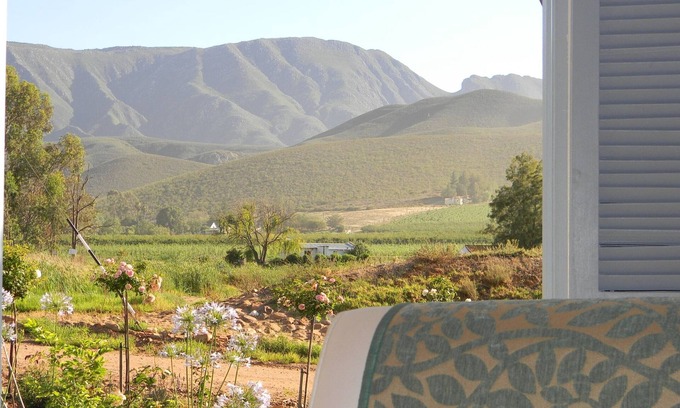 Langeberg Maison | Cape Winelands cottage 90m2 avec de belles vues sur les vignes, les montagnes et l'orcha