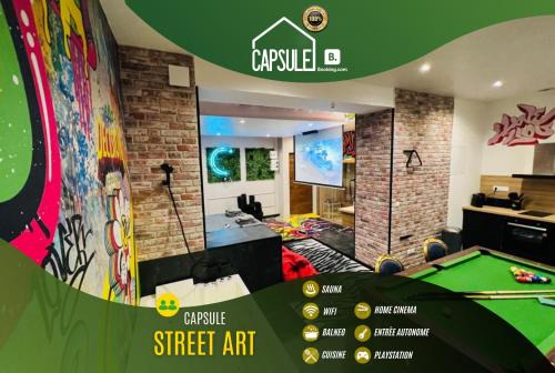 Douai Appartement | Capsule Street Art - Sauna- Jacuzzi - Playstation 5 - Billard - Netflix - Home cinéma - Terrasse
