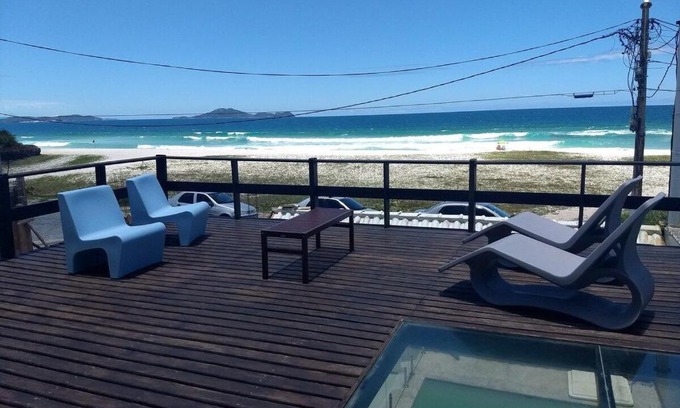 Foguete Maison | Casa do Beiral Azul 6 Qts Pé na areia Piscina