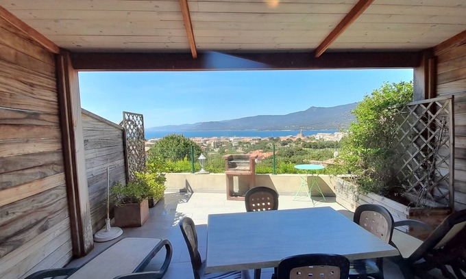 Propriano Appartement | T2 /3* - Rez jardin (N°3)- climatisé - PROCHE PLAGE - VUE EXCEPTIONNELLE MER