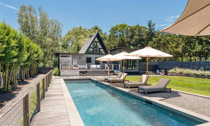 Shelter Island Maison | Chic Shelter Island A-Frame with Private Pool, Stylish Interiors, and.