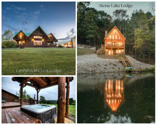 Keene Maison | Coschocton Hills - 2 Luxury Log Cabins - Lake