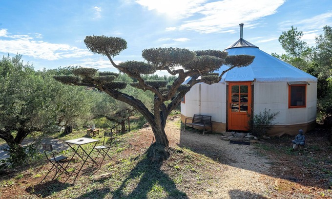 Camarles Location De VR | Maison de campagne 'Yurta Mongola Delta Del Ebro' avec vue sur la mer, piscine partagée et Wi-Fi