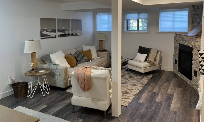 Cedarbrae Maison | Cozy basement suite w/fireplace. Pet friendly!