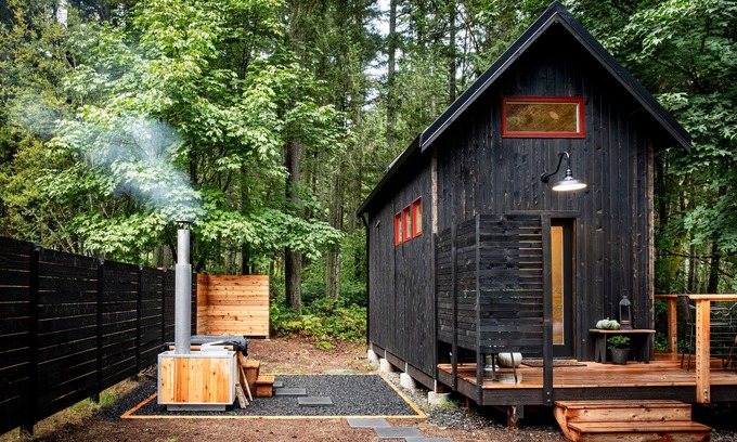 Vashon Island Cabine | Cozy Cabin Forest Retreat with Wood Fired Hot Tub