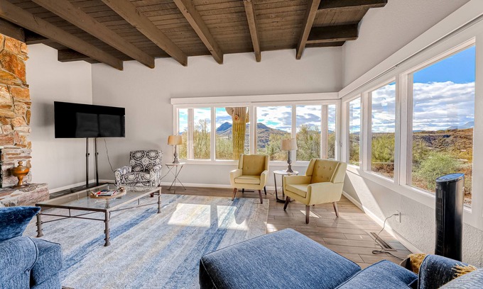 Cave Creek Maison | Dog-friendly mountain-view home with private pool, outdoor lounging & W/D