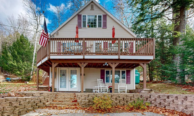 Gilmanton Maison | Dog-friendly retreat near the tranquil pond shore with spacious deck and dock