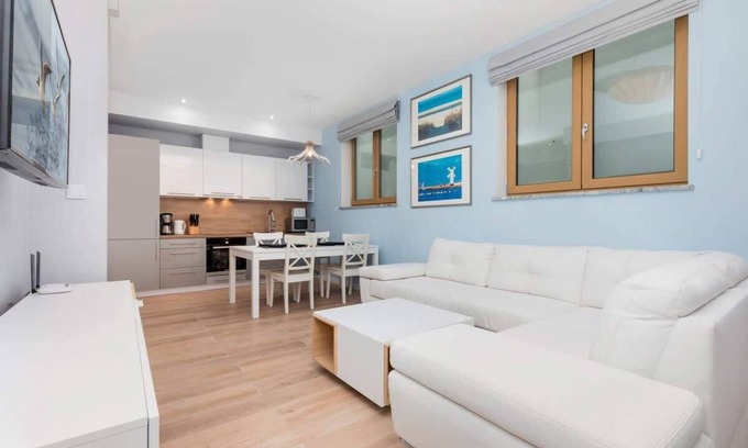 Kolczewo Maison | Appartement Posejdon C au sous-sol avec 1 chambre à coucher, jacuzzi et sauna