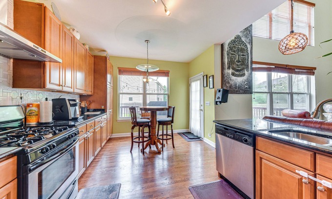 Grayslake Maison | Eclectic Grayslake Home w/Private Yard & Fire Pit