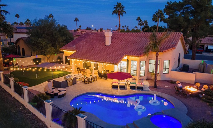 Ocotillo Maison | Resort-Style Oasis! FreeHeatedPoolSpa! GolfView!FirePit! BBQ!PuttingGreen!1Story