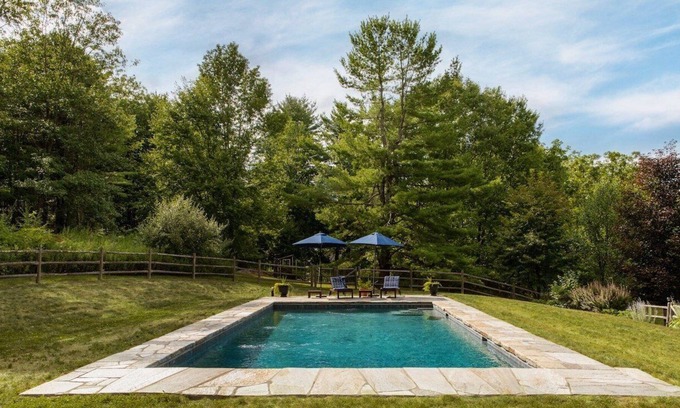 Hollowville Autre | Farmhouse retreat with private pool, outdoor shower, fire pit.