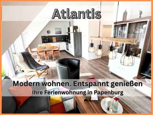 Papenburg Appartement | Ferienwohnung "Atlantis" Papenburg Balkon Einbauküche Neubau 74 qm Free Wifi 2 Schlafzimmer 4 Personen
