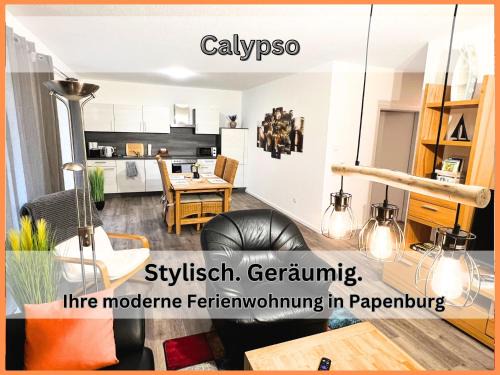 Papenburg Appartement | Ferienwohnung "Calypso" Papenburg Ebenerdig Terrasse Einbauküche Neubau 84 qm Free Wifi 2 Schlafzimmer
