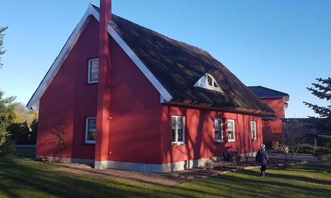 Grubnow Maison | FH avec toit de chaume, sauna, vue sur le lac, piscine - FH