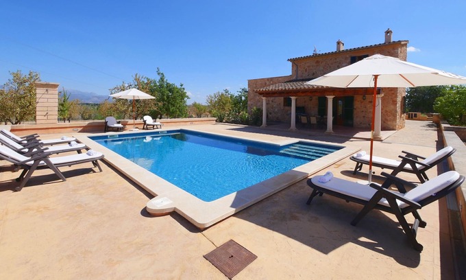 Santa Eugenia Villa | Finca "Cas General" avec vue sur la montagne, piscine, A/C, WLAN, terrasse, balcon et jardin