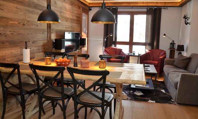 Arc-1950 Appartement | ARC1950, luxe 2 chambres, 2 SdB, vue montagne, ski in-out, spa, piscine 5*