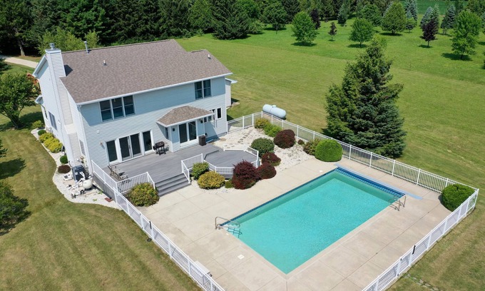 Kewaunee Maison | Freshly Updated Lake Michigan Home, Heated Pool!