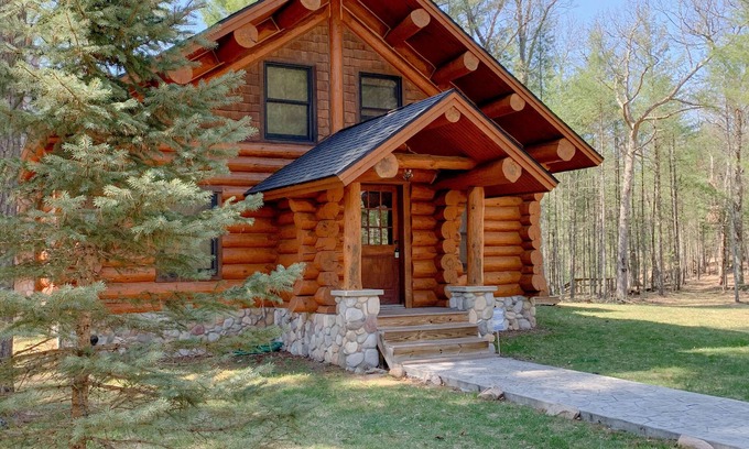 Baldwin Cabine | Une cabane en rondins pleine de bois nichée sur les rives du Père Marquette