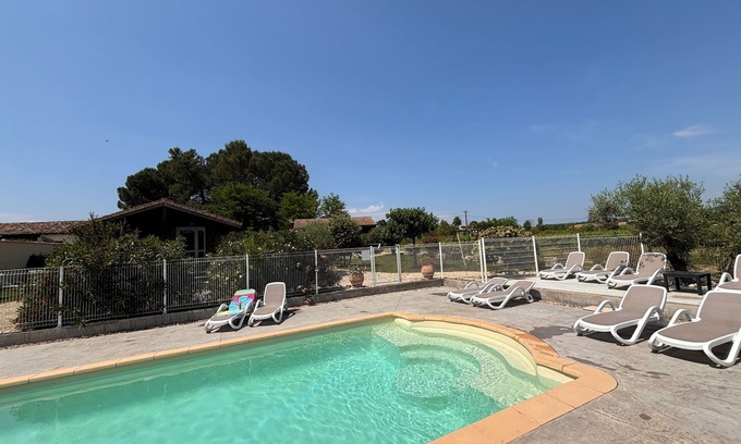 Ruoms Chalet De Ski | Gîte with 2 bedrooms, Via Ardèche access, swimming pool, large covered terrace,