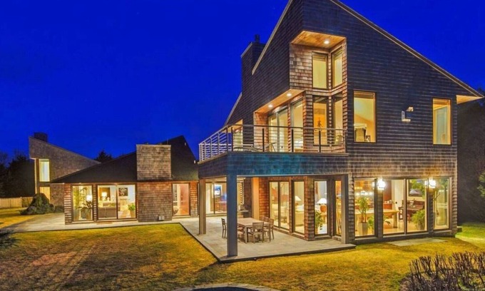 Sagaponack Maison | Glam-style home with private pool, open-floor plan, floor-to-ceiling.