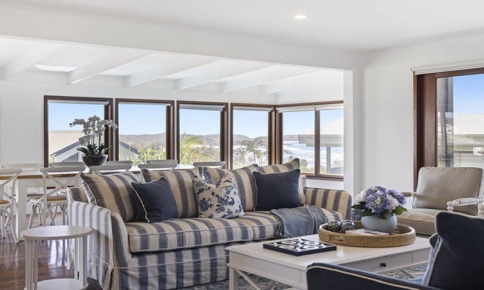 Emerald Beach Maison | Hamptons Charm, Pool, Pizza Oven, Spectacular Ocean Views