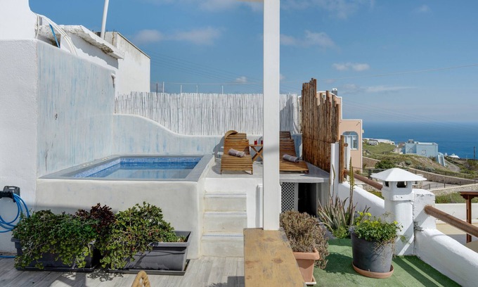 Vourvoulos Maison | Maison de vacances 'Santoneta Villa Imerovigli' avec vue sur la mer, Wi-Fi et climatisation