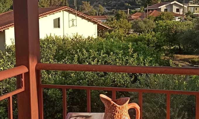 Paralia Porovitsis Maison | Holiday two-floor 133 square meters house with large garden and lemon trees.