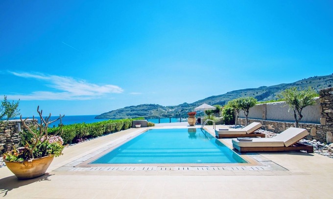 Vlicha Villa | Villa élégante et luxueuse, baie de Vlicha près de Lindos, vue imprenable sur la mer
