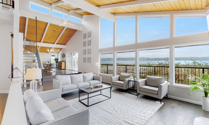 Camano Island Maison | Inviting pet-friendly waterfront home with firepit, pool table, grill, & W/D