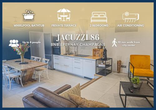 Epernay Appartement | Jacuzzi Terrasse 86 - Terrasse & Climatisation - 4 personnes - BnB Epernay