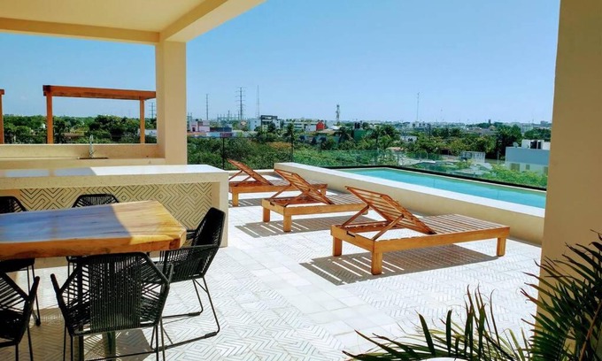 Ejidal Appartement | Kaab Atp new vacation Apt with rooftop pool, cozy!