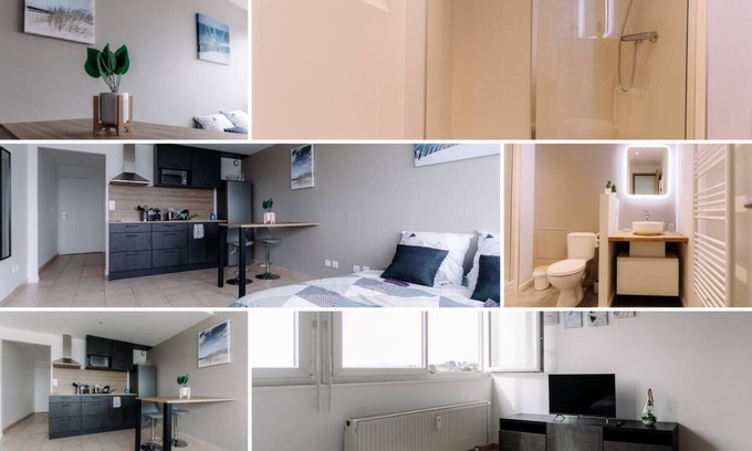 Dardilly Appartement | L'Escapade Dardilly: Studio confort pour pros, parking privé