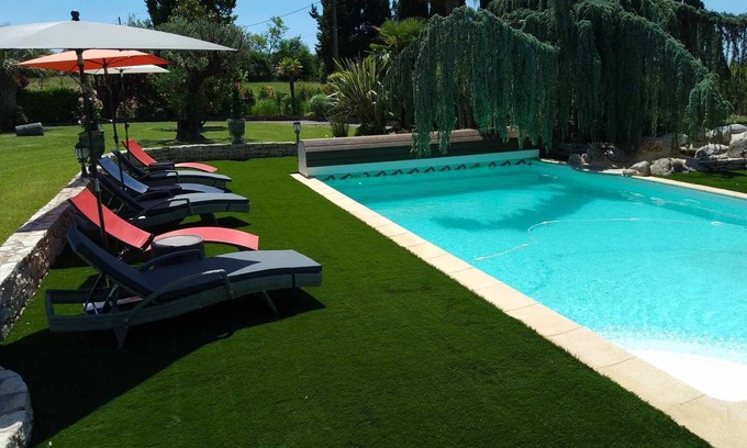 Boisset-et-Gaujac Maison | L'OASIS DE BOISSET : MAS 5*, 3 min d'Anduze, PISCINE privée chauffée, 16 pers