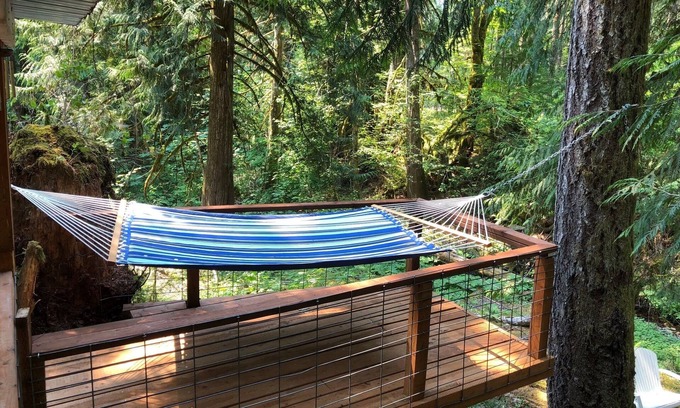 Hoodsport Cabine | Lake Cushman Cabin, Hot tub & Relaxing Creek.