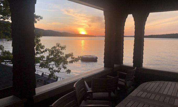 West Alton Maison | Lake Winnipesauke compound sleeps 22 in13 bedrooms stunning sunset views