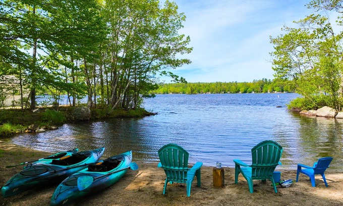 Gray Maison | Lakefront properties with private beach, hot tub, dock, kayaks, grill & firepit